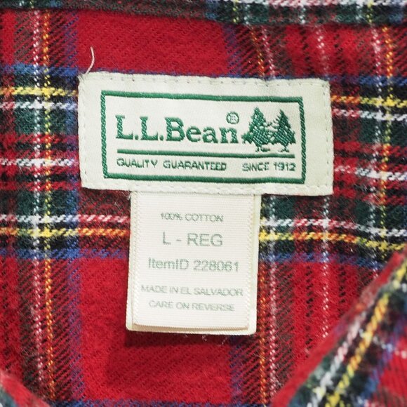 LL Bean Flannel Shirt Mens Large Red Plaid Check Heavyweight Outdoor Lumberjack - Picture 3 of 10